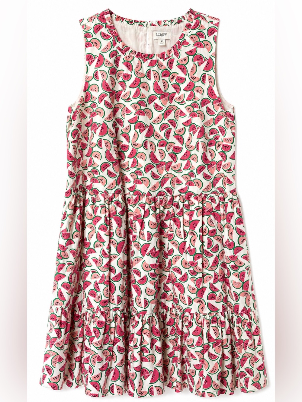 J Crew Watermelon Print Sleeveless Tiered Dress- 8